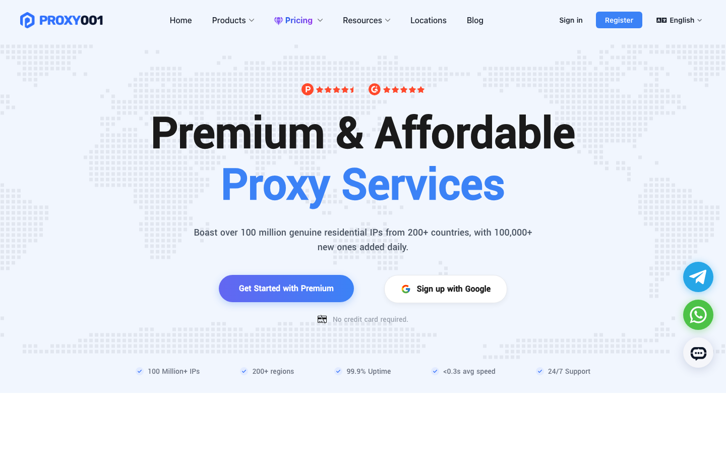 Proxy001 official homepage screenshot